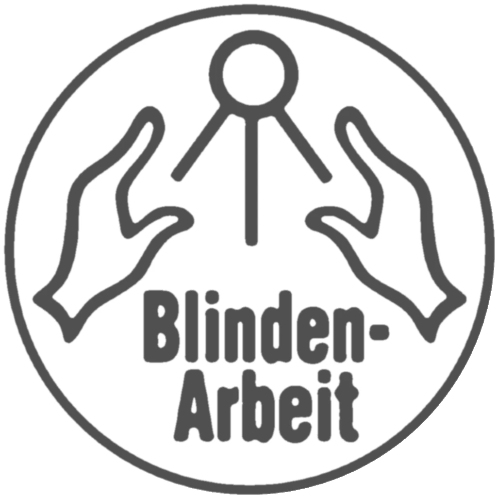 Zeichen „Blinden-Arbeit“: zwei Hände unter einer Sonne